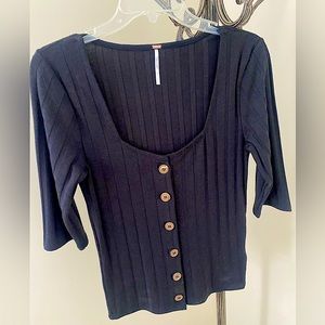 Free people black blouse sz large